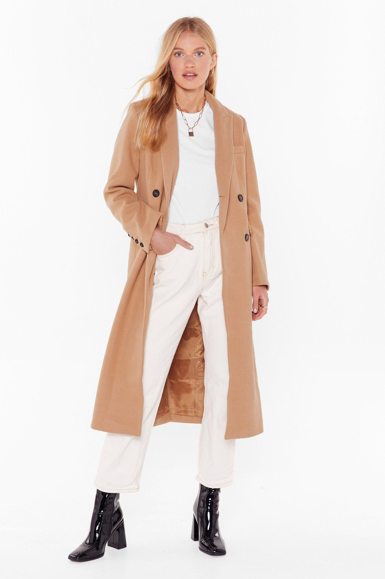 Womens Seeing Double Faux Wool Longline Coat - Camel | NastyGal (US & CA)