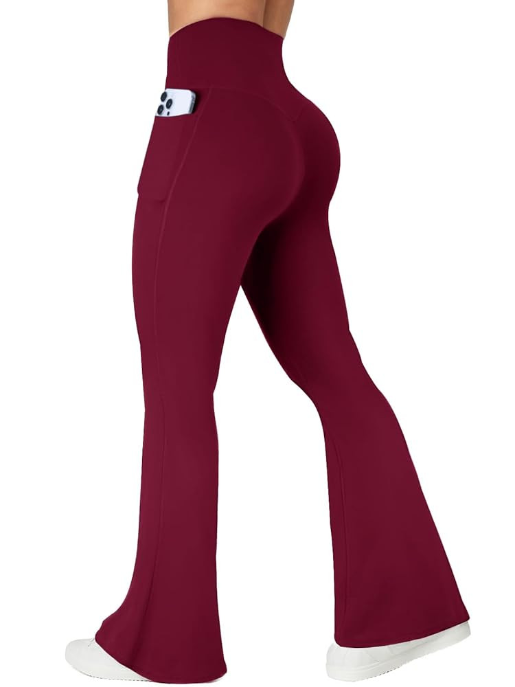 Flare Leggings with Pockets for Women Seamless Crossover Yoga Pants with Tummy Control Bootcut Wo... | Amazon (US)