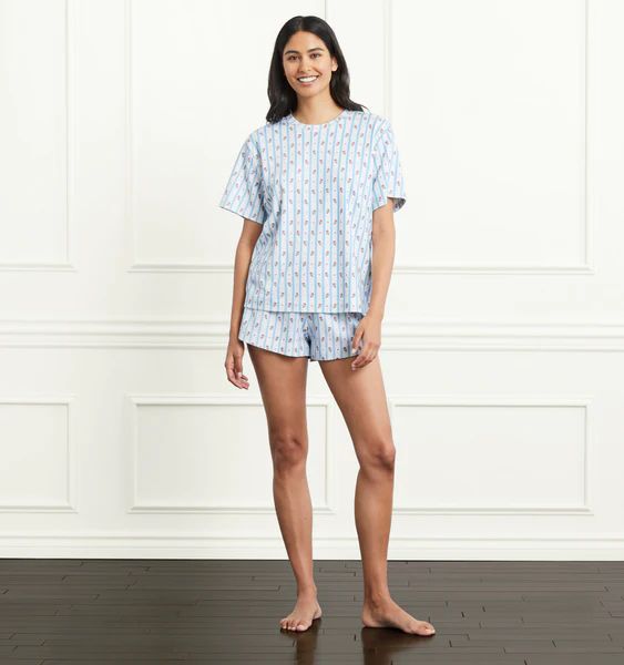 The Gemma Sleep Shorts - Floral Stripe | Hill House Home