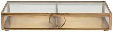 Creative Co-Op Brass & Glass Display Storage Box, Brass | Amazon (US)