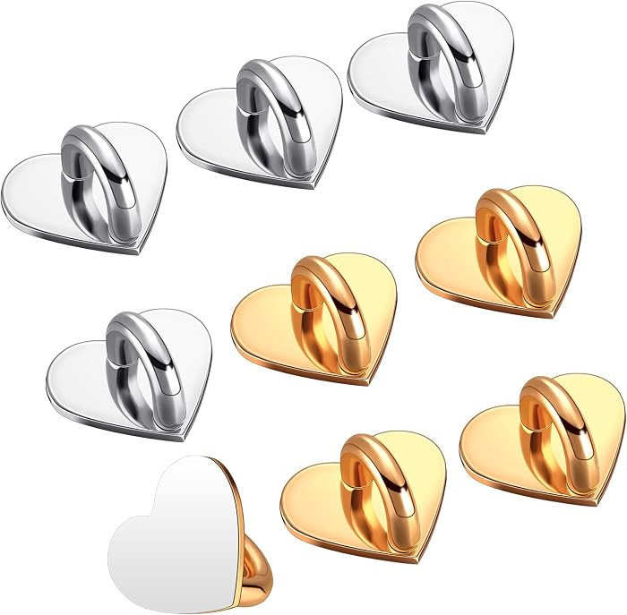 Moxweyeni 8 Pcs Cell Phone Finger Ring Adhesive Metal Phone Finger Grip Loop Stand Heart Grip Hol... | Amazon (US)