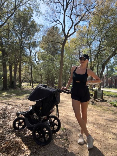 Spring walk outfit. Wearing a M in romper, but should have done small. My fave walking shoes run tts! I’ve been using this jogging stroller for a few weeks now and love it  

#LTKfitness #LTKstyletip #LTKbaby