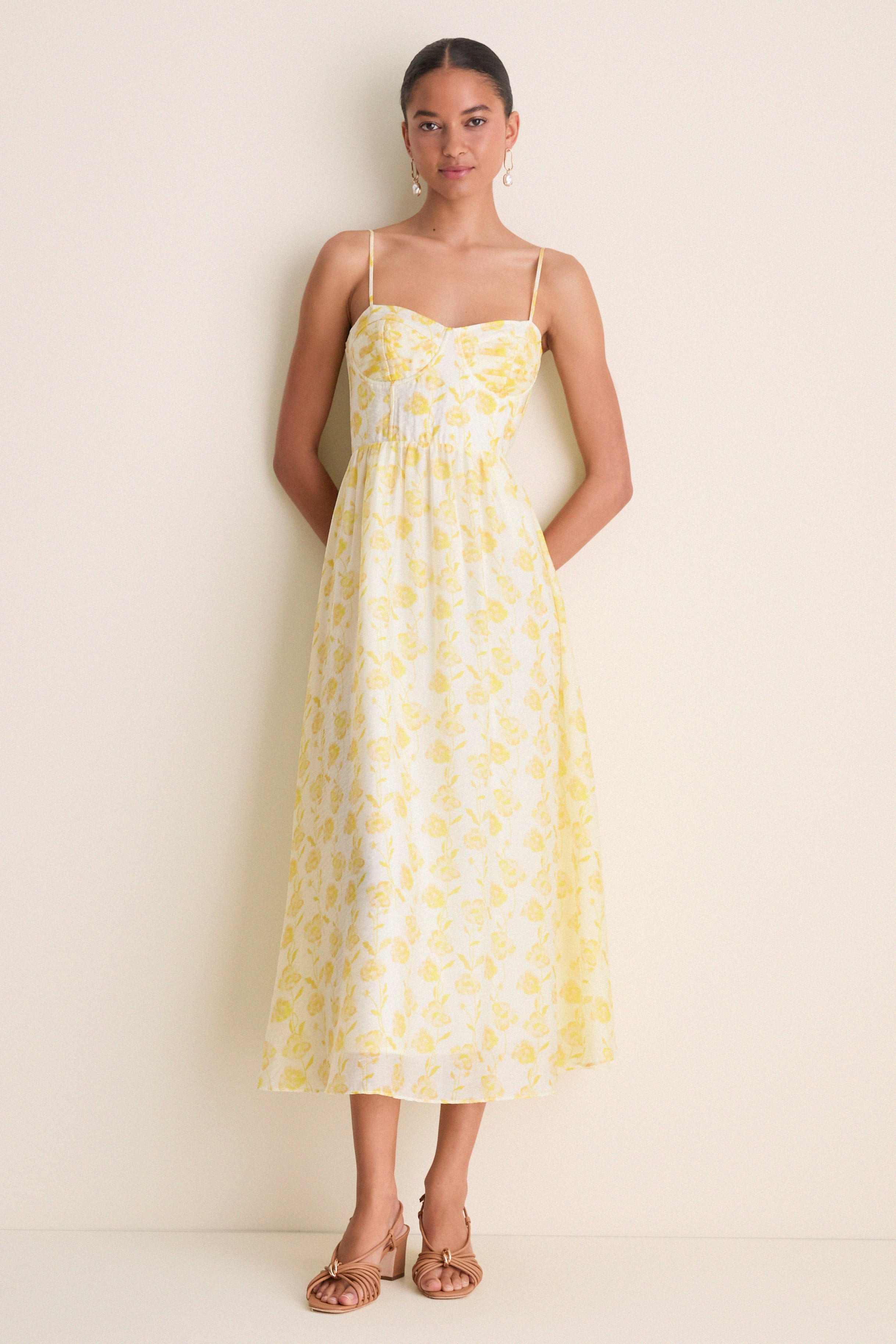 Yellow Floral Bustier Jessamine Maxi Dress | Tuckernuck (US)