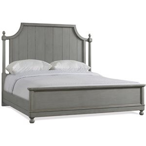 Riverside Furniture Bella Grigio Queen Arched Panel Bed in Chipped Gray | Homesquare