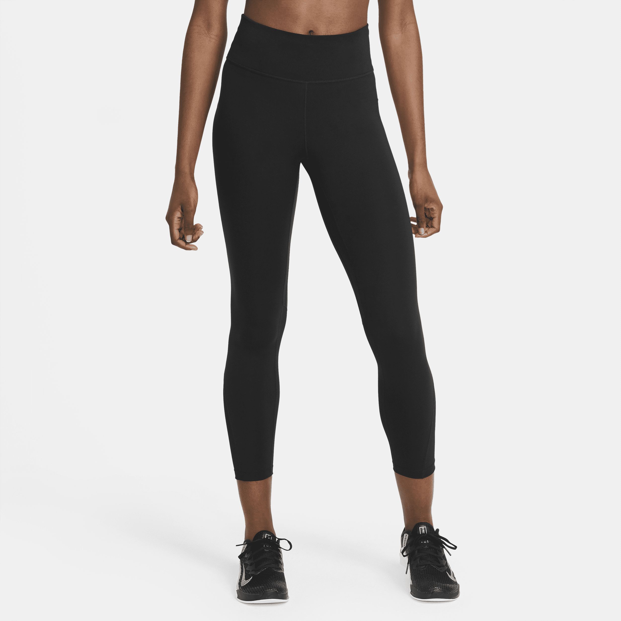 Nike Women's One Mid-Rise 7/8 Mesh-Paneled Leggings in Black, Size: XL | DD0249-010 | Nike (US)
