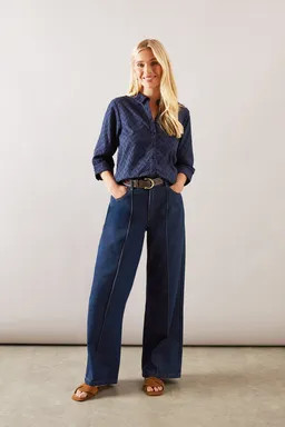 Shirts | Petite Broderie Button Front Shirt | Wallis | Debenhams UK