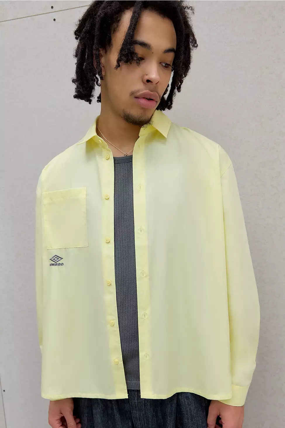 Umbro UO Exclusive Yellow Embroidered Shirt - Yellow S at Urban Outfitters | Urban Outfitters UK