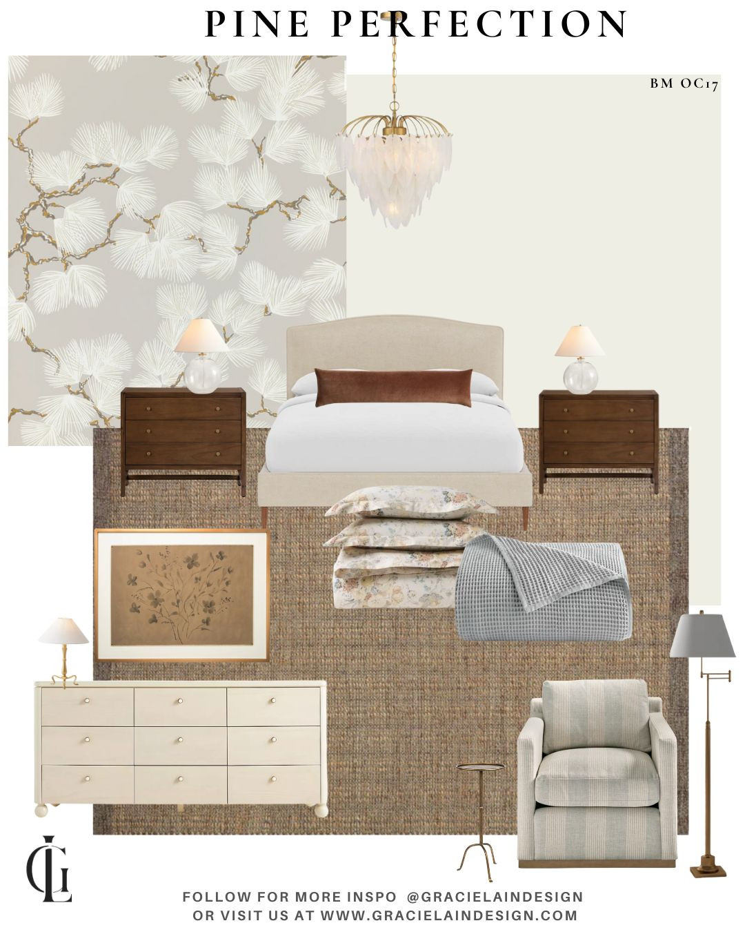 A bedroom designed to exhale.
Wrapped in House of Scalamandré Nippon Pine, this creamy retreat layers warmth and elegance in the quietest, most intentional ways. Soft florals meet subtle stripes, rich linen and velvet invite lingering mornings, and warm woods ground the space with ease. Above it all, a brass and crystal chandelier adds just enough sparkle—timeless, never trying too hard.
It’s refined, relaxed, and absolutely elegant—where beauty feels lived-in and effortless.
Discover the details and shop the look at gracielaindesign.com ✨
#GracielaInDesign #LTKHome #BedroomInspo #TimelessInteriors #ElegantLiving #Scalamandre #WallpaperLove #ClassicDesign #WarmNeutrals #LuxuryInteriors #RefinedRelaxed #InteriorDetails #DesignStory 

 #LTKstorytime #LTKHome #LTKSaleAlert