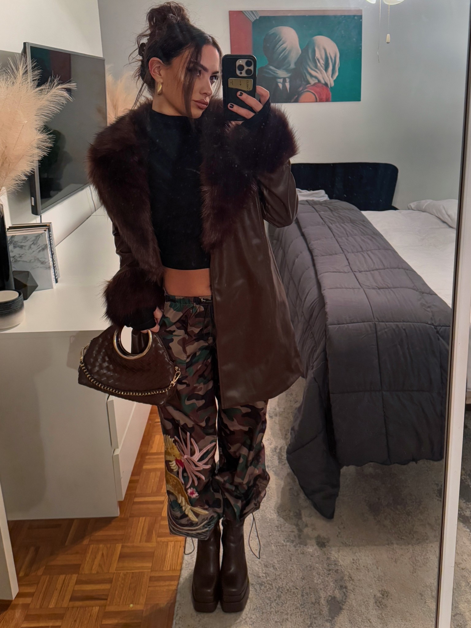 Brown platform boots 