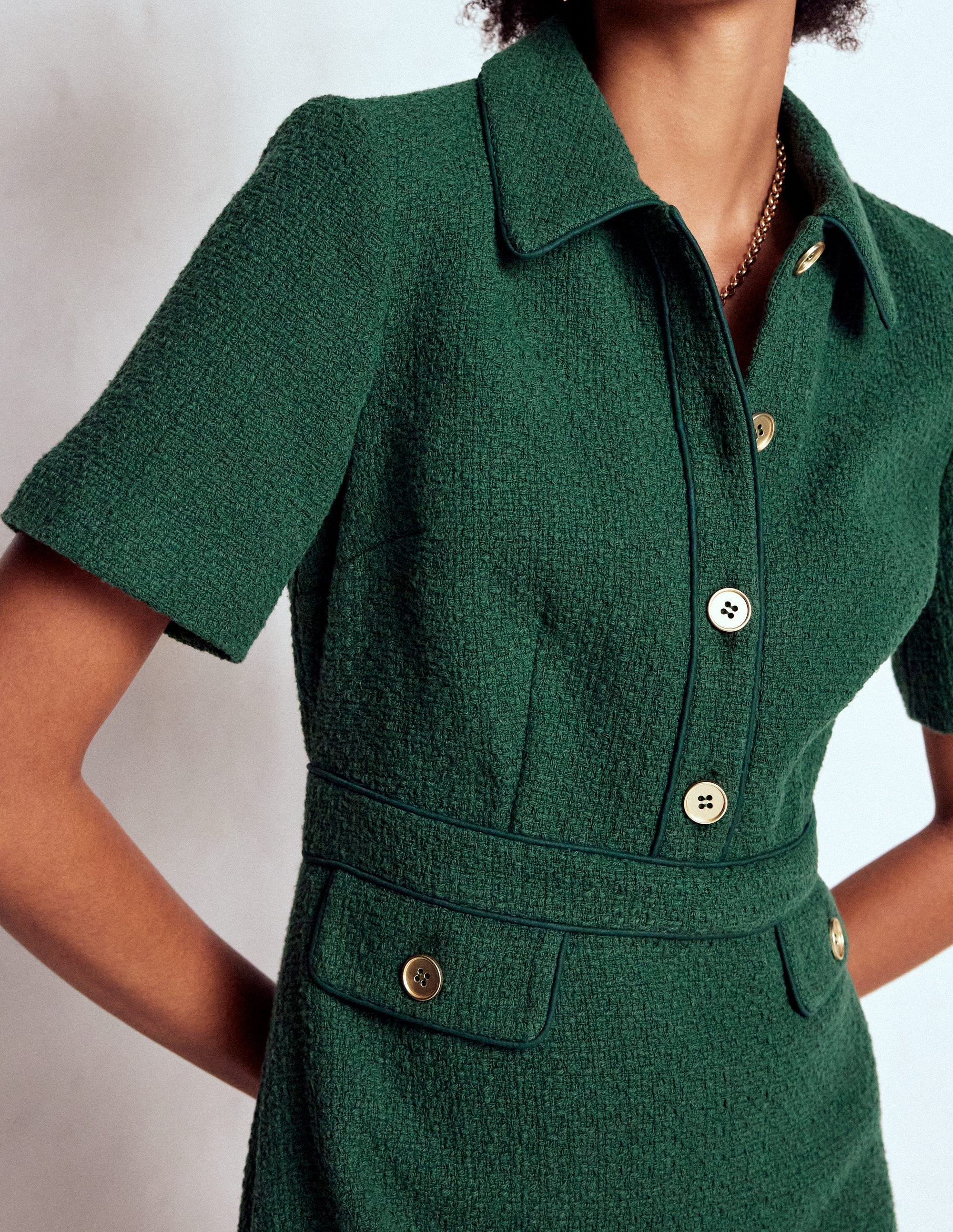 Eda Cotton Shift Dress-Emerald Night | Boden (US)
