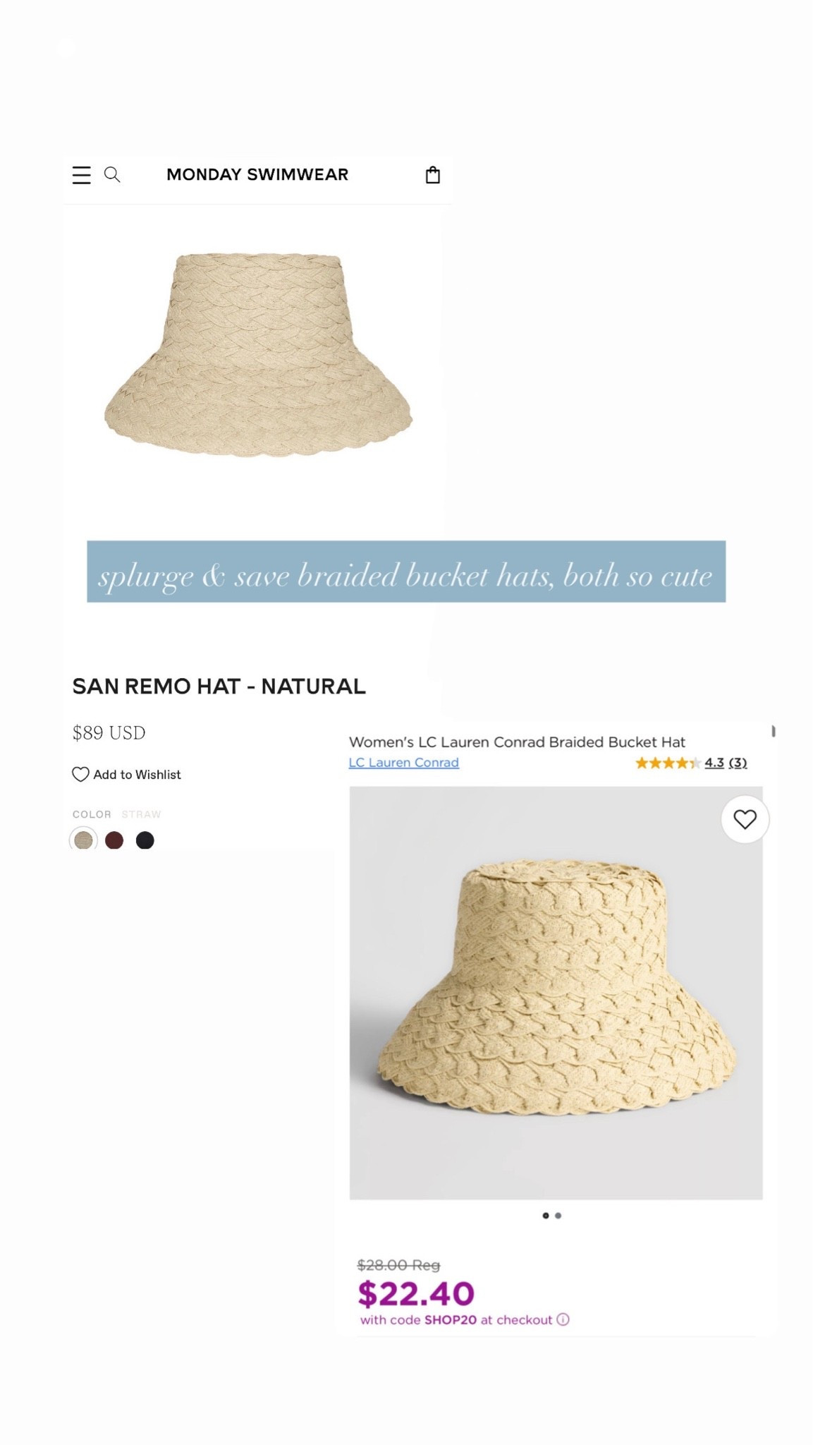 Save & splurge braided bucket hat options, not so cute!

#LTKTravel #LTKSwim #LTKSeasonal