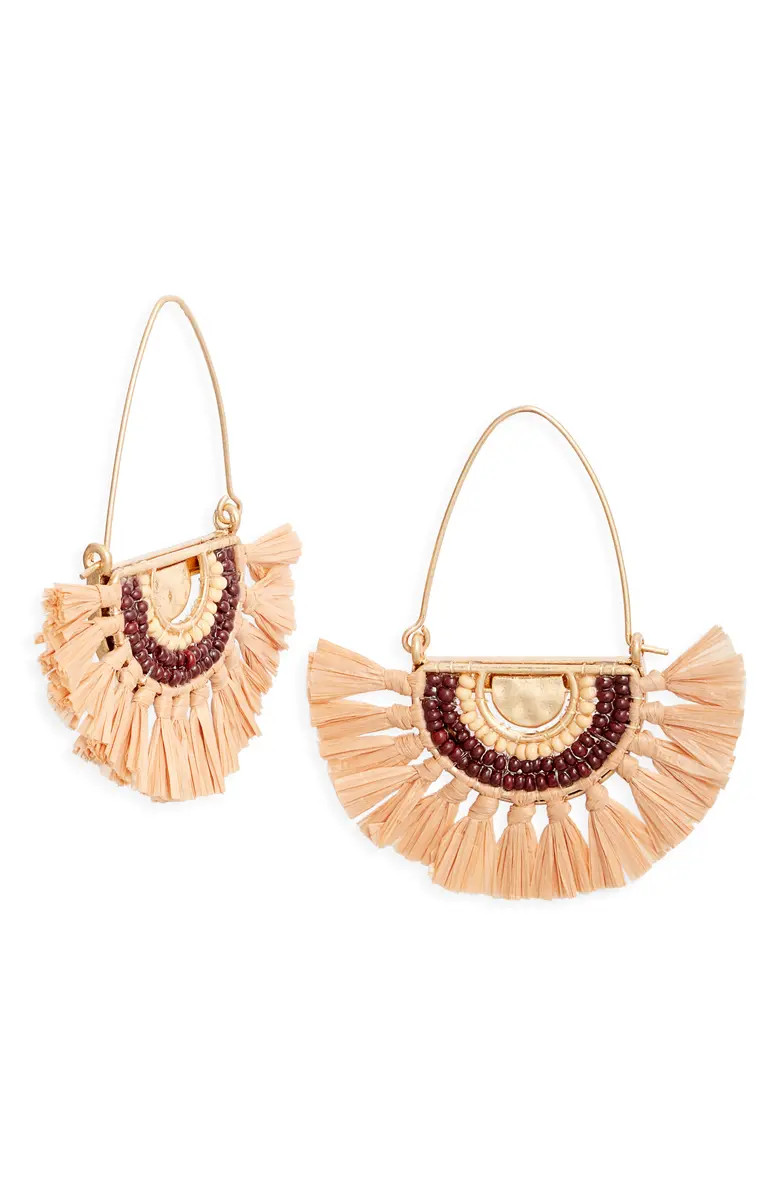 Raffia Fan Crescent Threader Earrings | Nordstrom