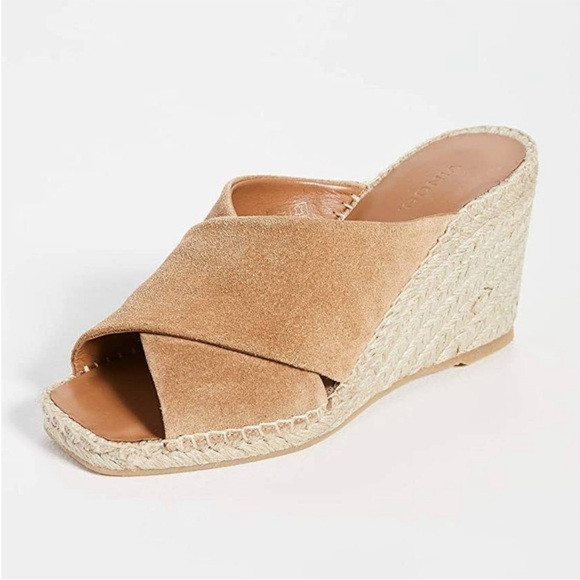 Vince Gaelan Wedge Jute Espadrille Suede Sandals size 8 Tan Camel NWOT | Poshmark