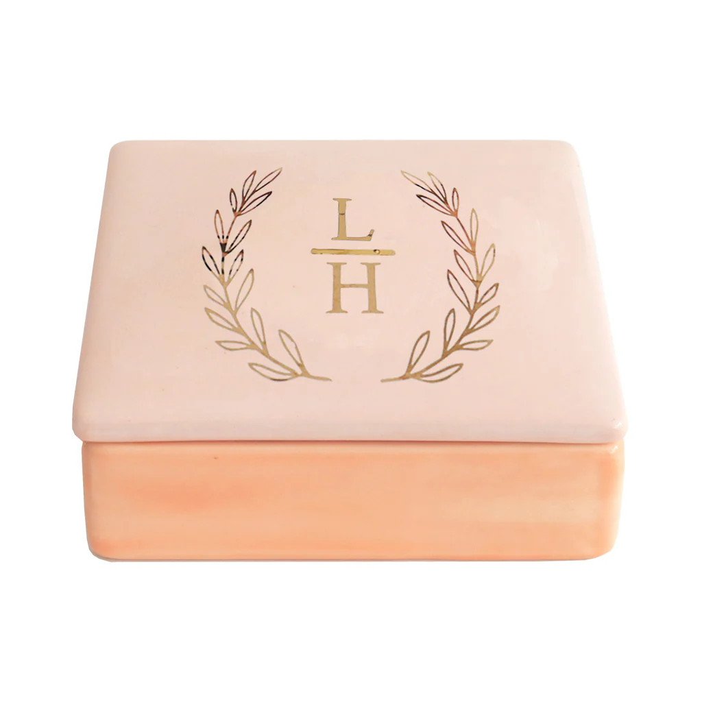 Laurel Wreath Monogram Two-Tone Box | Lo Home by Lauren Haskell Designs