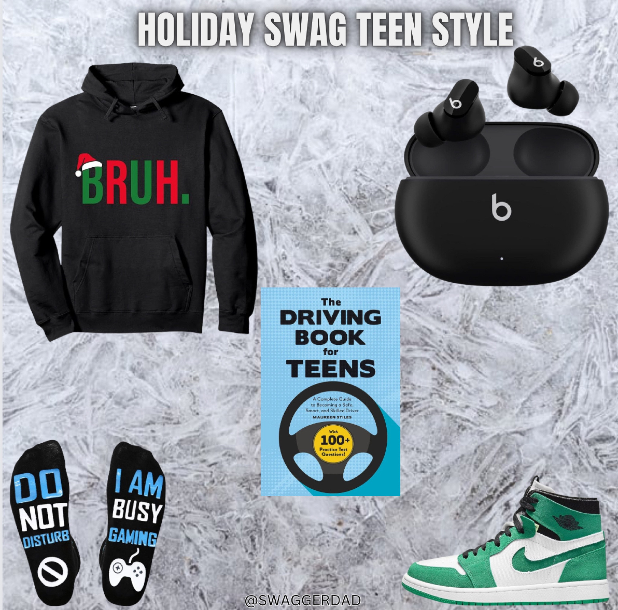 Holiday Swag Teen Boy Style!
Classic Bruh Hoodie, Dre by Beats EarPod , gamer sock. Learning how to drive book and Nike Dunks😎🔥

#LTKHoliday #LTKfamily #LTKSeasonal