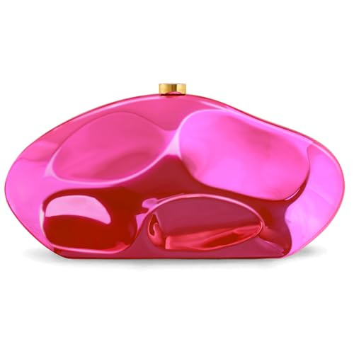 Acrylic Clutch Purse for Women Evening Bag, Irregular Shell Acrylic Purse Box Clutch with Chain for Party Wedding Prom, Pink | Amazon (US)
