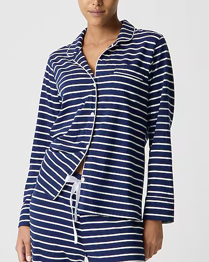 Petite long-sleeve knit pajama set | J.Crew Factory