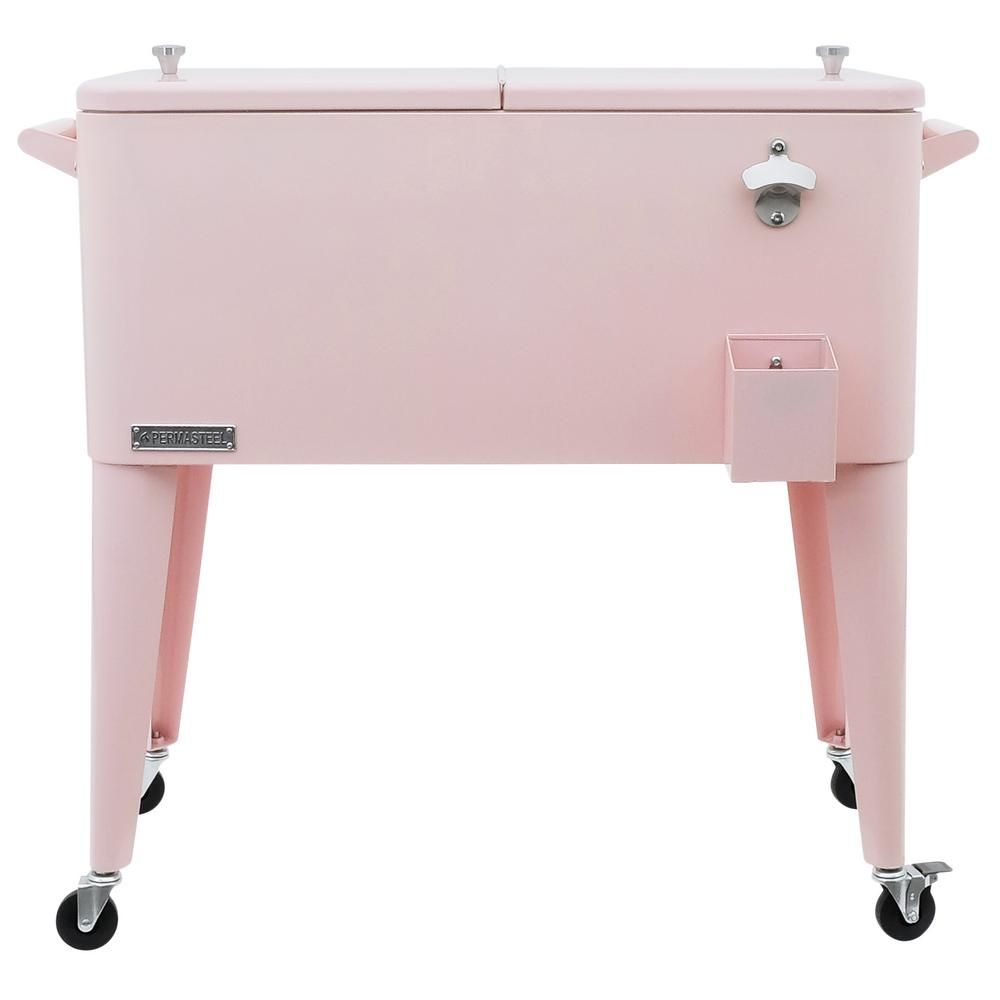 Permasteel 80QT Pink Rolling Patio Cooler | The Home Depot