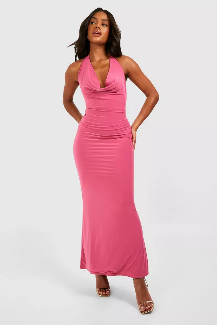 Halter Cowl Slinky Maxi Dress | boohoo (US & Canada)