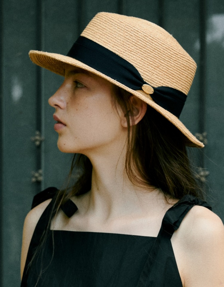raffia boater hat - natural | Depound