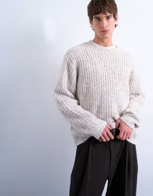 Topman – Relaxed-Fit-Strickpullover in Ecru mit Melierung | ASOS | ASOS (Global)