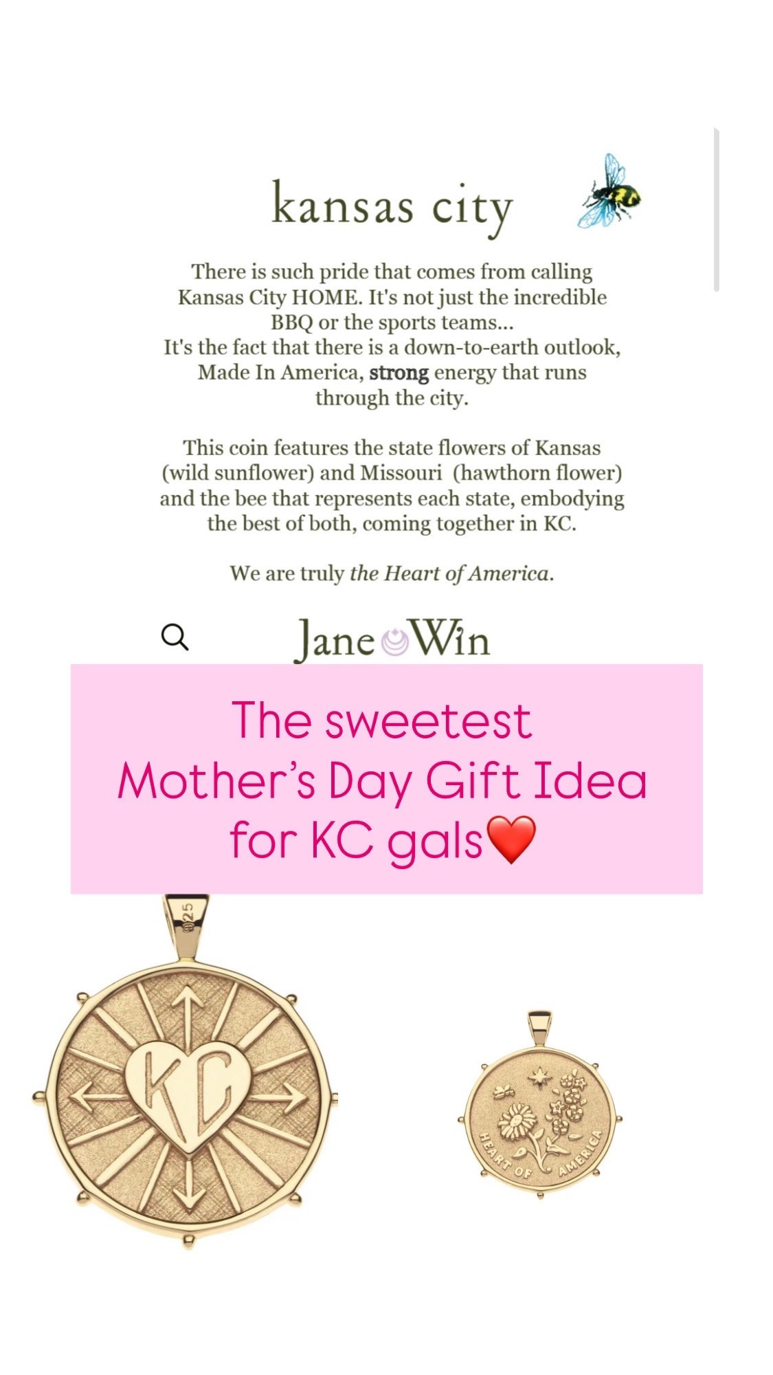 Jane Win KC pendant! 
Mother’s Day gift 
Swiftie 
Gift idea 

#LTKgrwm #LTKdayinmylife #LTKootd