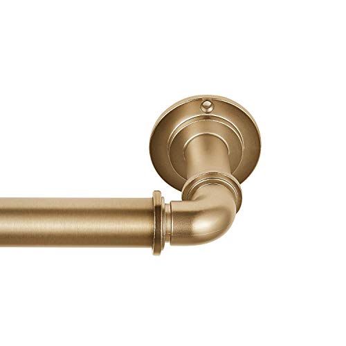MODE Industrial Room Darkening Decorative Curtain Rod Set - 36 to 72 in, Gold | Amazon (US)