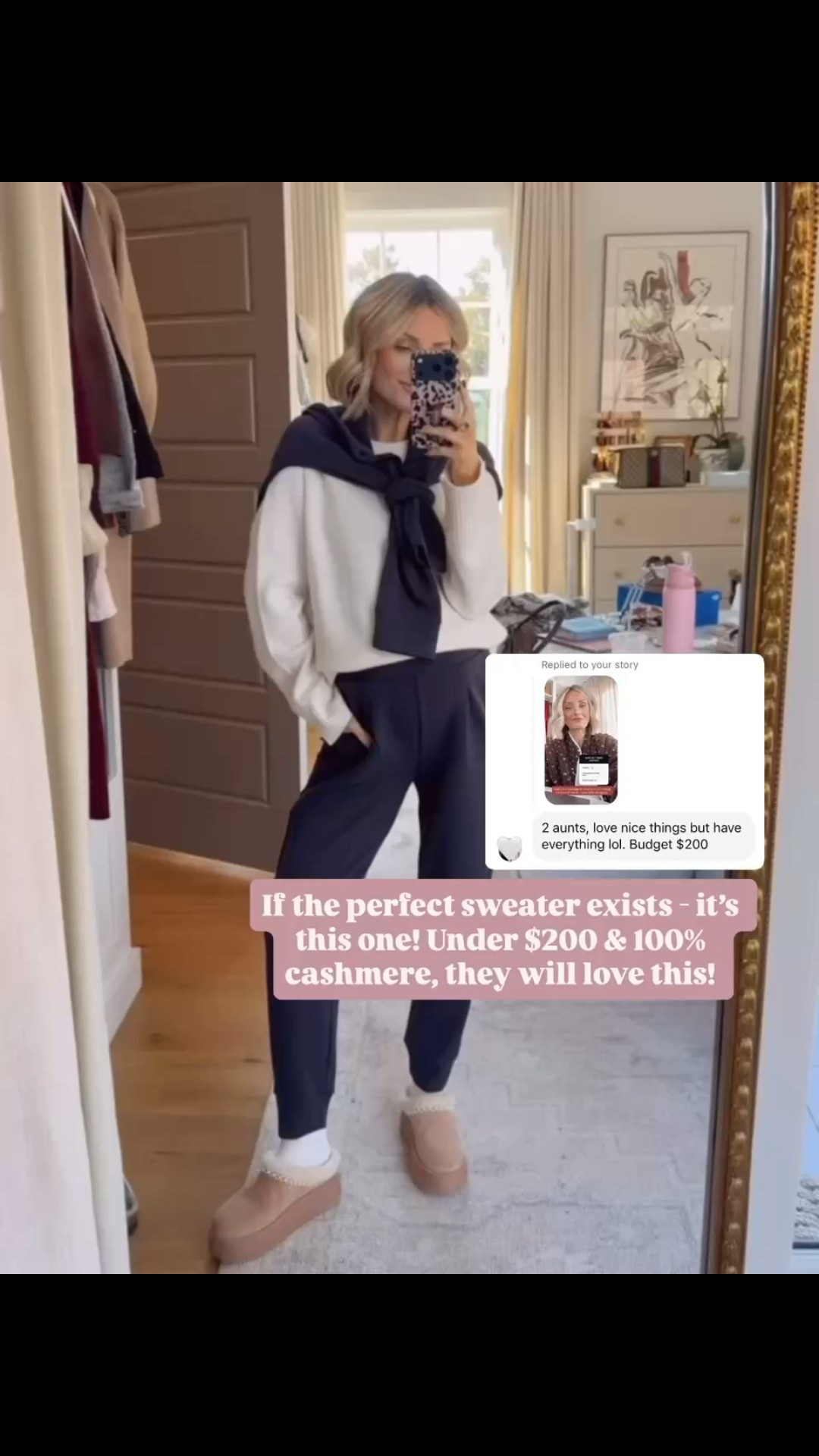 This sweater comes in several colors & would make for a gift any woman would love! 

Loverly Grey, gift guide, gift ideas, cashmere sweater, neutral sweater, Quince 

#LTKHoliday #LTKGiftGuide