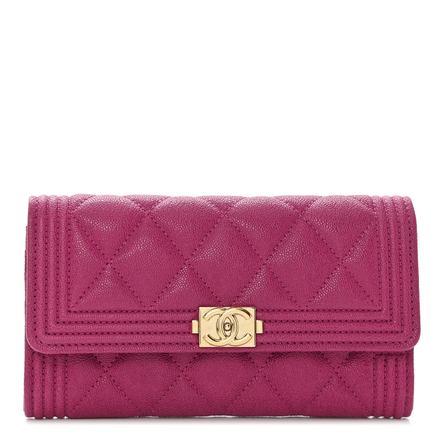 CHANEL Caviar Quilted Medium Boy Flap Wallet Fuchsia | FASHIONPHILE (US)