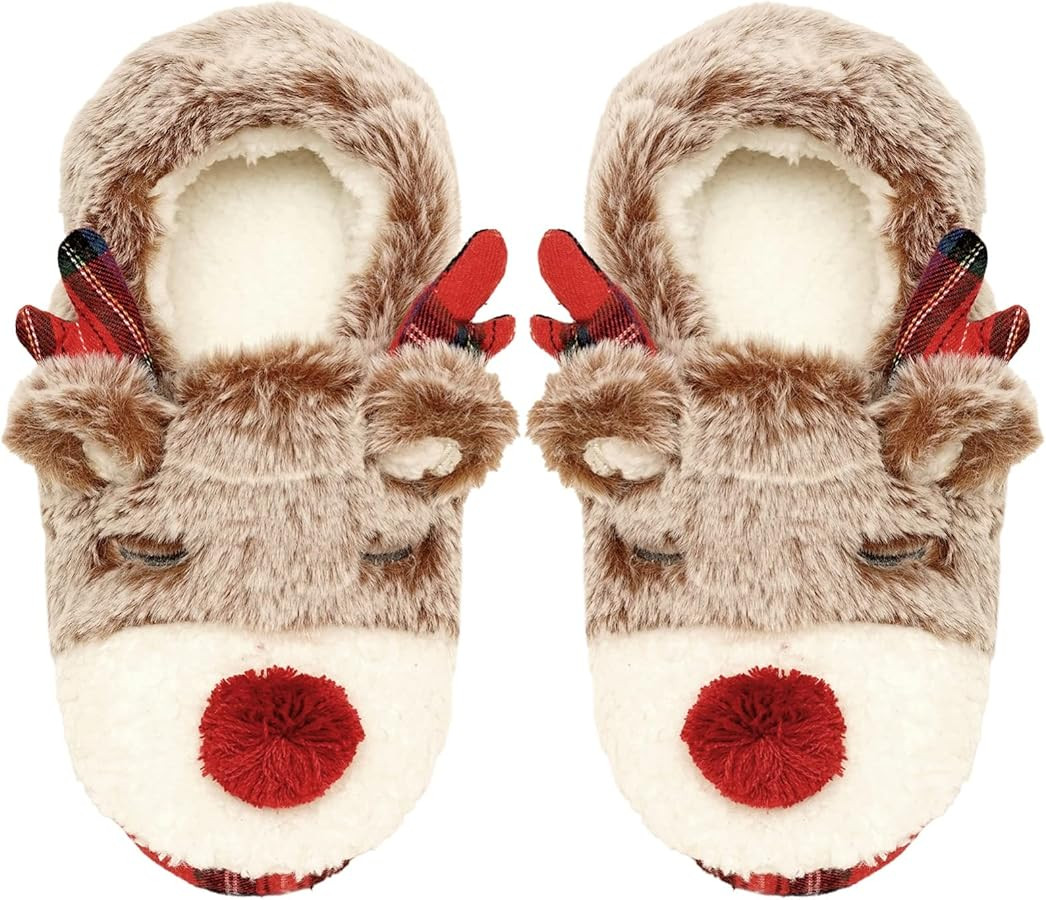 Christmas Deer slippers, cute fuzzy foam slippers | Amazon (US)