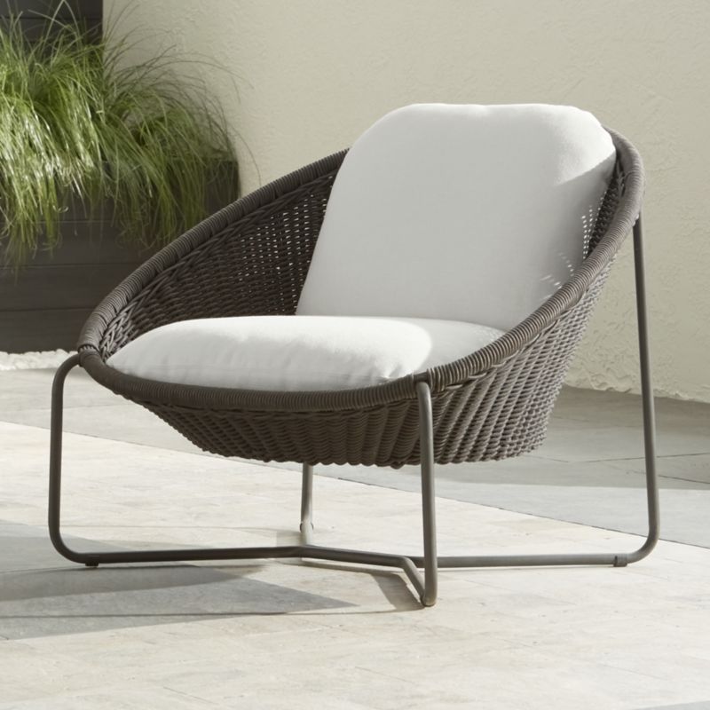 Morocco Graphite Oval Lounge Chair with White Cushion + Reviews | Crate and Barrel | Crate & Barrel
