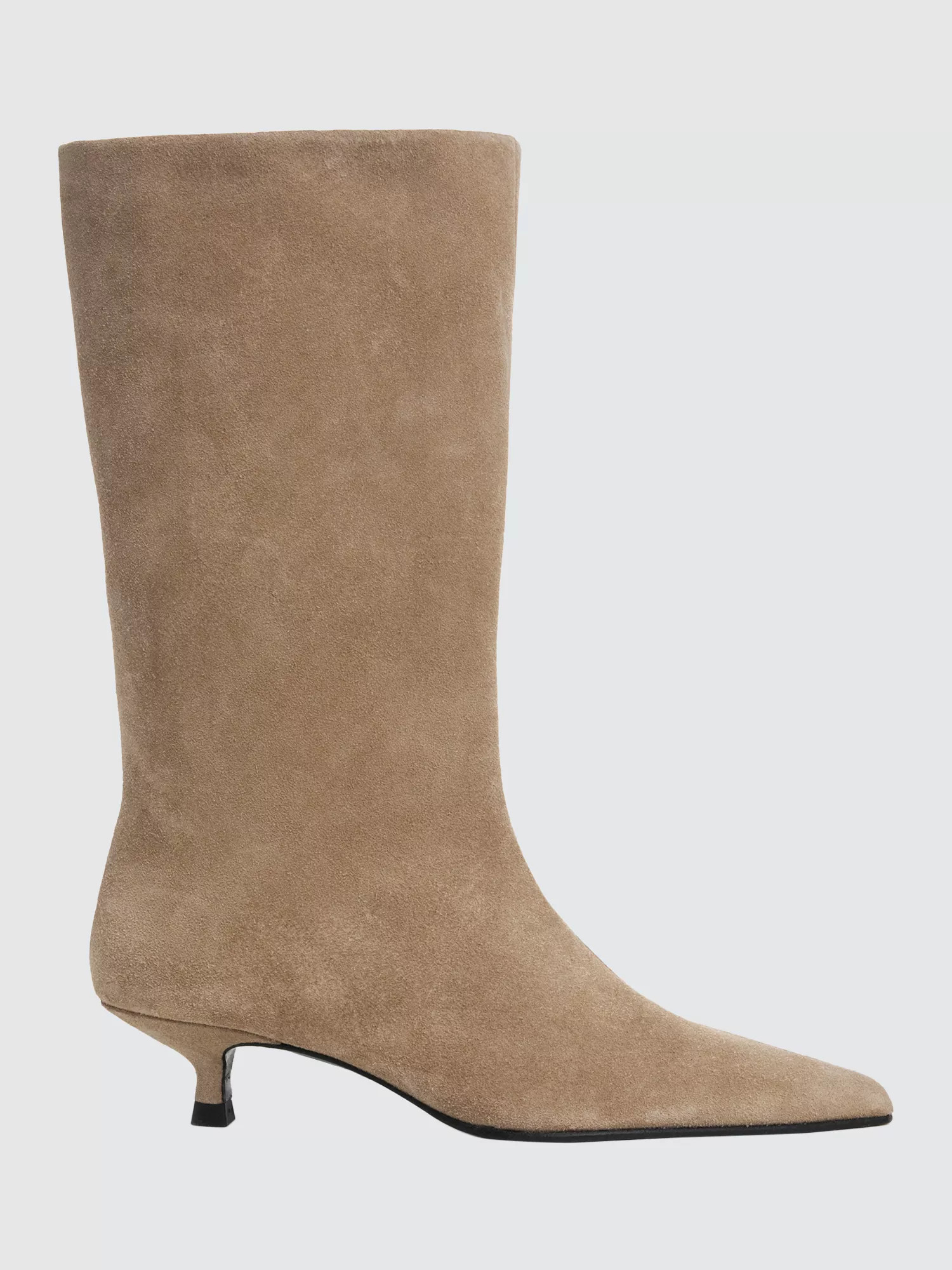 Flattered Nour Suede Pointed Heeled Boots, Beige | John Lewis (UK)