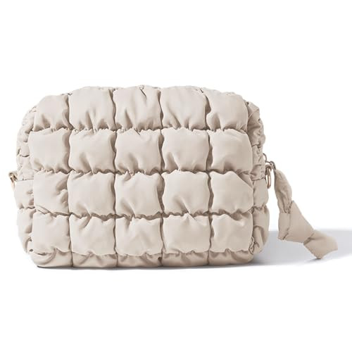 Yarnic Quilted Makeup Bag Cosmetic Bag, Travel Toiletry Bag for Women, Cute Makeup Bag Organizer ... | Amazon (US)