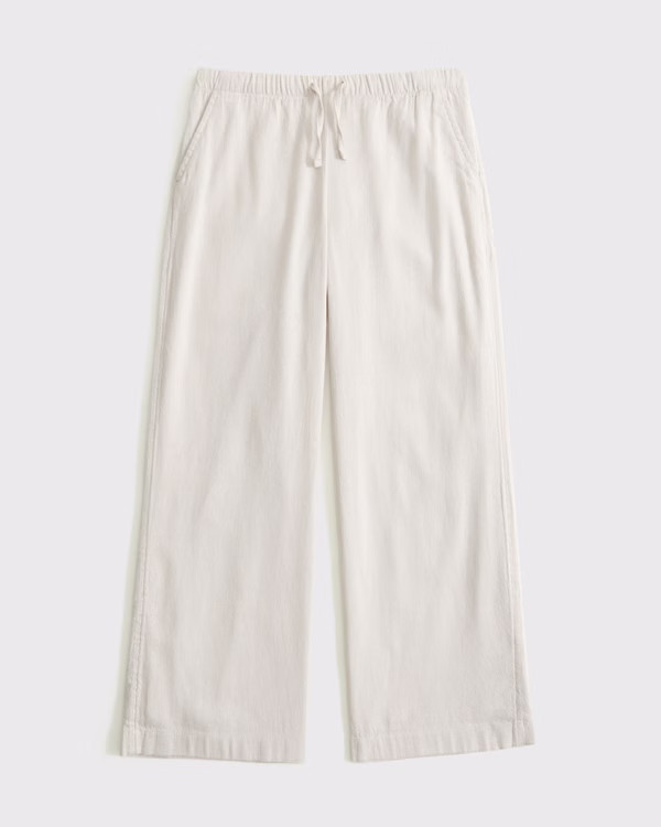 high rise ultra wide leg linen-blend pants | Abercrombie & Fitch (US)