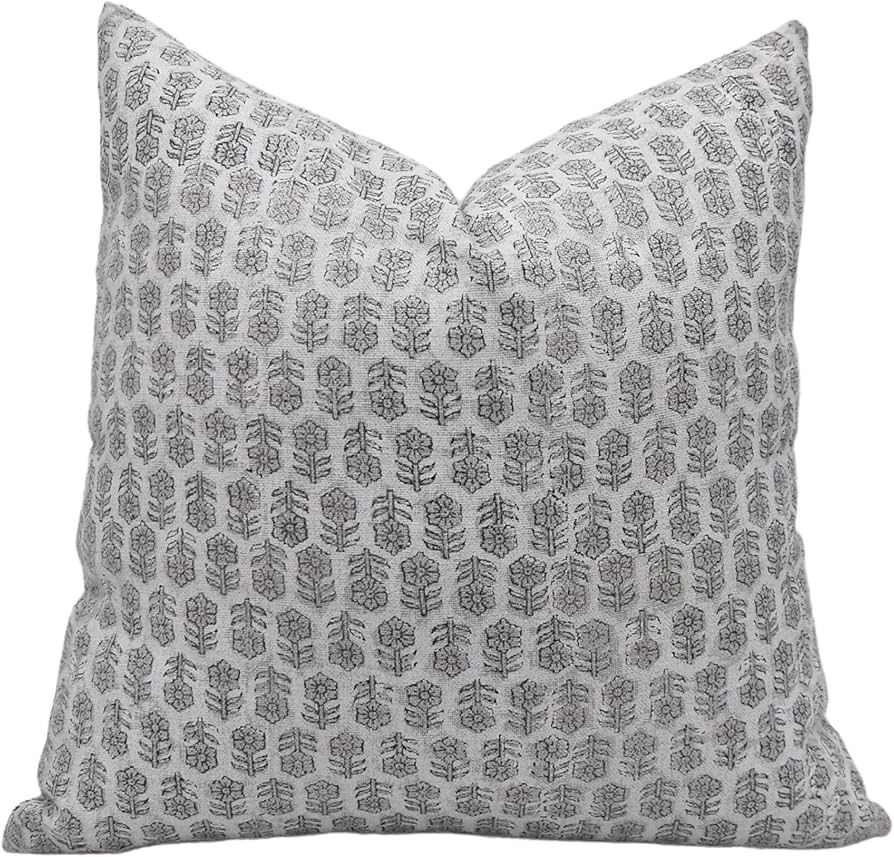Amazon.com: Fabritual Thick Linen Throw Pillow Cover, Outdoor Pillow with Handblock Print, Decora... | Amazon (US)