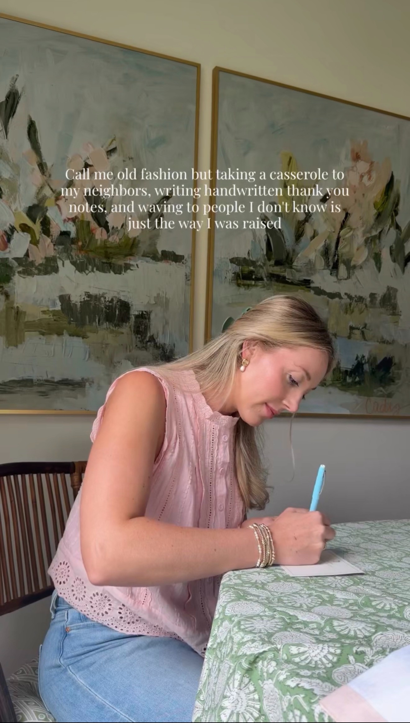 I spent most of my teenage years and early 20’s rolling my eyes every time my mom told me to write a thank-you note 🙄 Turns out... she wasn’t just being old-fashioned. She was teaching me how to build community and foster southern hospitality.

Now I’m the one buying the stationery, making the casseroles, and slowing down to wave at strangers. Funny how that works.

The older I get, the more I realize those “annoying” little lessons weren’t about good manners—they were about building community. And honestly? The world could use a little more of that these days. 🤍

Anyone else have a mom who was right all along? 😏 I found the most gorgeous stationery. You have to see!  

 #LTKstorytime #LTKSeasonal #LTKWedding