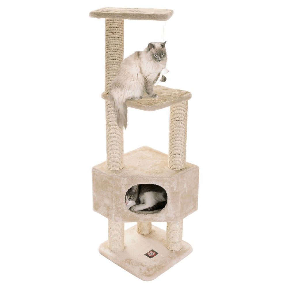 Majestic Pet Casita Faux Fur Activity Center Cat Scratcher - Honey - 52 | Target