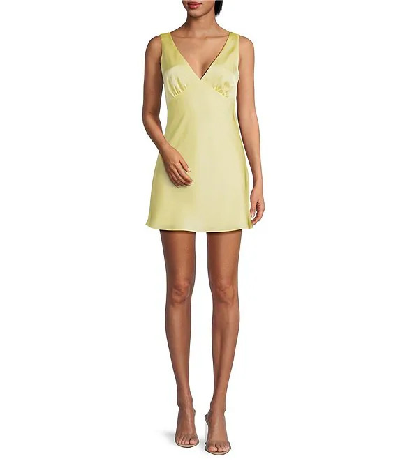 Daisy Satin V-Neck Sleeveless Mini Dress | Dillard's