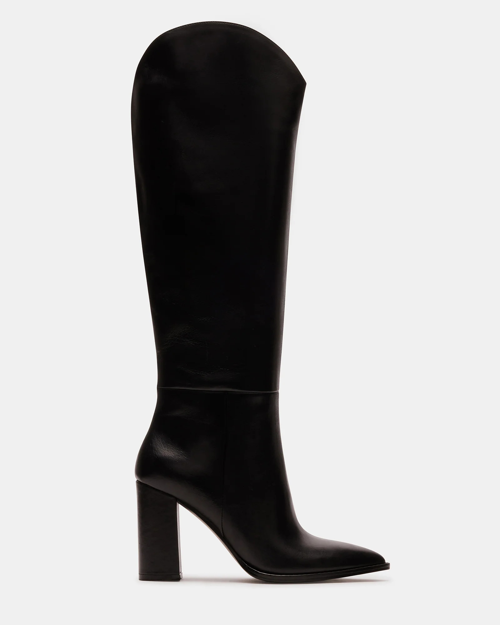 BIXBY Black Leather Knee-High Boot | Women's Boots | Steve Madden (US)