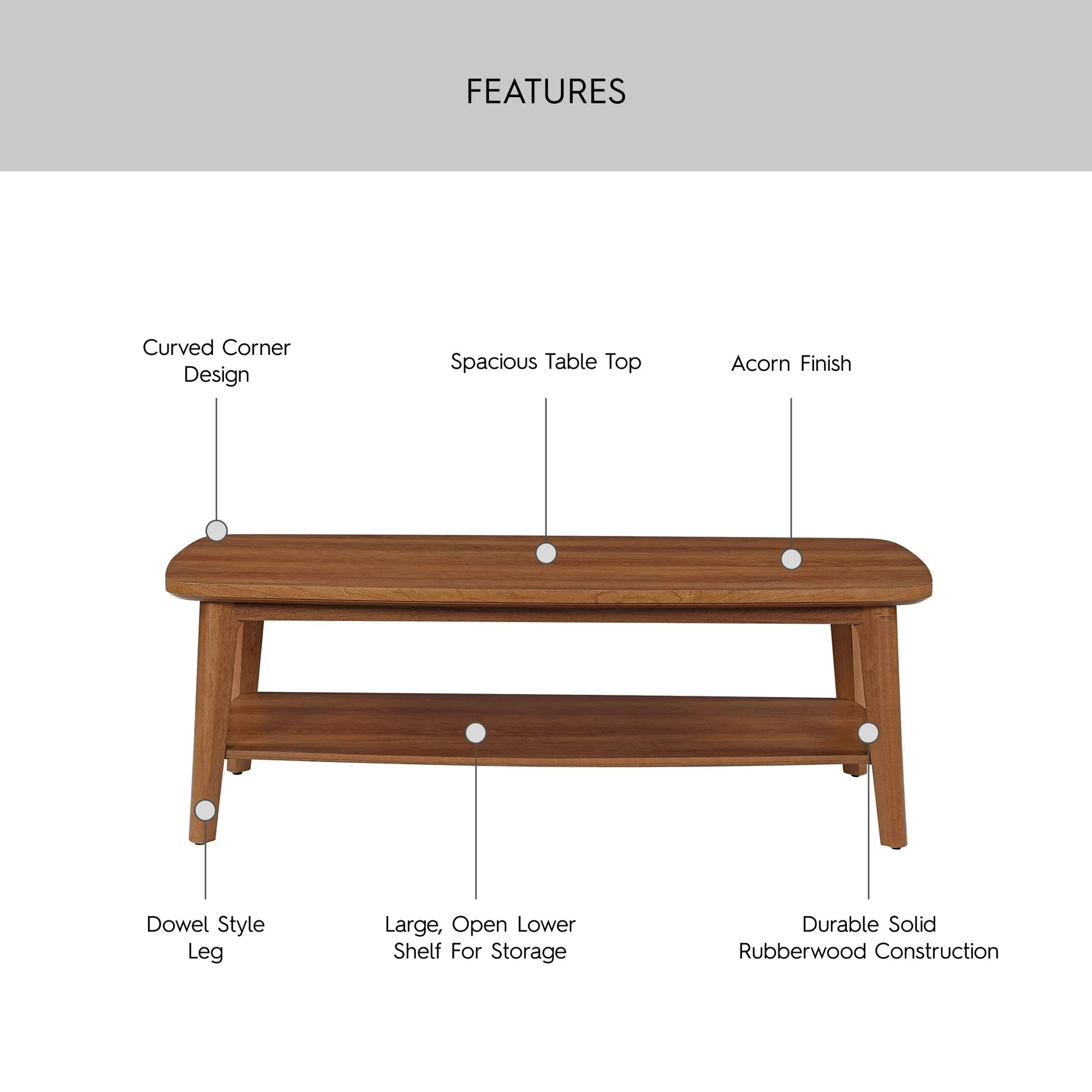 Better Homes & gardens Greyson Coffee Table, Acorn Finish | Walmart (US)