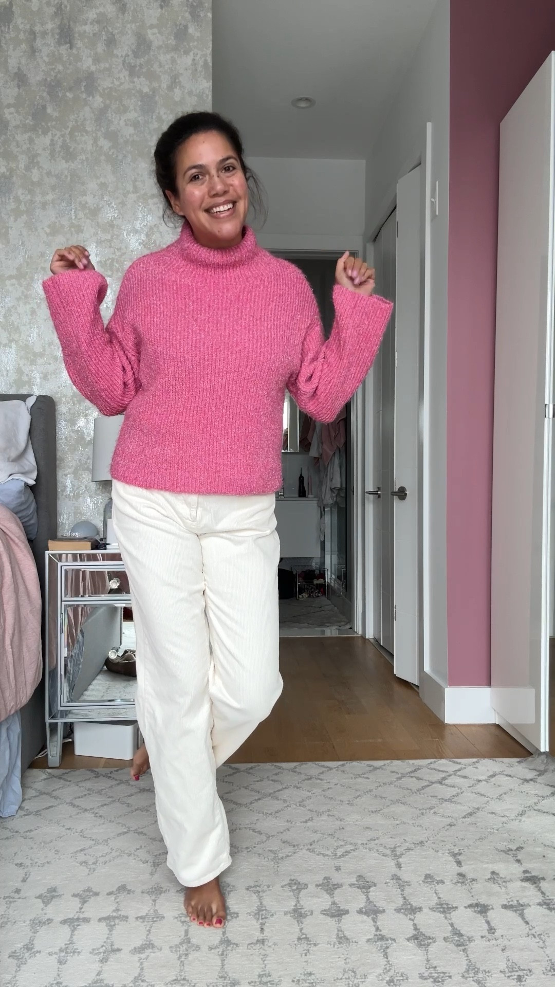 Happy Valentine’s Day, my loves!! Wishing you all an incredible day and weekend - whether you’re celebrating with friends, enjoying some self care, or snuggling up to someone special. Personally, I’m excited to wear pink all week 💕.



Look 1: 7 For All Mankind pants, size 31 (TTS, would run long on average height people)

Look 2: Marissa Webb x RTR sweater, size L (TTS)

Look 3: ROAM pink sweater, size L (TTS, I always size up in sweaters for a bit of an oversized look)

Look 4: Maje argyle sweater, size 3 (runs big, size 3 is equivalent to an 8 and I’m usually a 10)

Look 5: Adam Lippes x RTR sweater vest, size L (TTS) ; Abercombie fitted turtleneck, size M (TTS) ; Old Navy stonewashed jeans, size 10T (TTS)

Look 6: Adam Lippes x RTR chunky sweater and knit midi skirt, both size L

#LTKSeasonal #LTKStyleTip #LTKMidsize