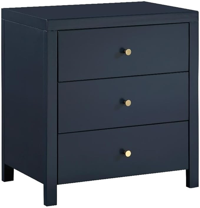 Nolan 3-Drawer Midnight Blue Painted Wood Nightstand | Amazon (US)