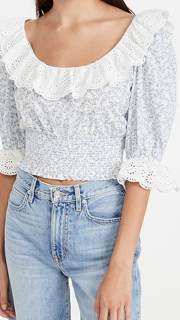 Hanita Eyelet Ruffle Smocked Top | Shopbop