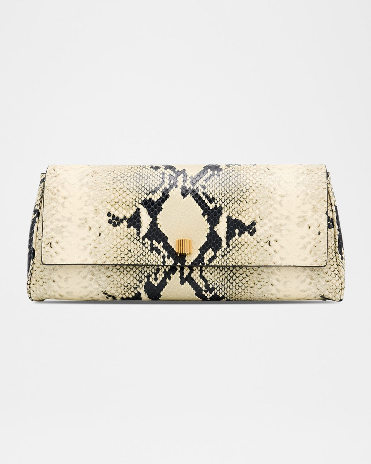 Audrey Python-Embossed Leather Clutch Bag | Neiman Marcus