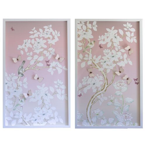 Dawn Wolfe, Chinoiserie Diptych w/ Butterflies I | One Kings Lane