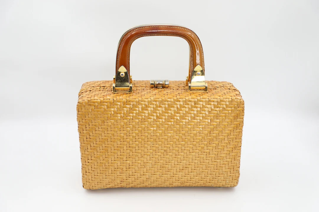 Sacha Woven Rattan Basket Box Purse - Etsy | Etsy (US)