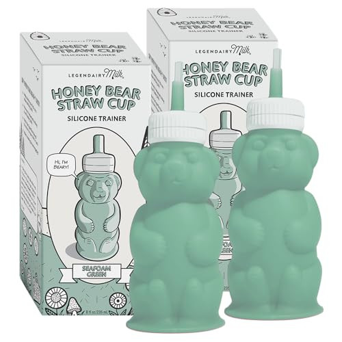 Legendairy Milk Honey Bear Straw Cup Silicone for Babies (Green), 8 oz. Dishwasher Safe, Food Grade Silicone, Honeybear Sippy Cup for Ages 4+ Months (Pack of 2) | Amazon (US)