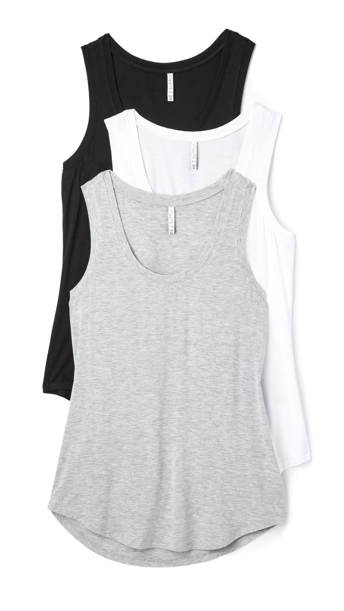 Z Supply Sleek Jersey Tank 3 Pack - Black/White/Grey | Shopbop