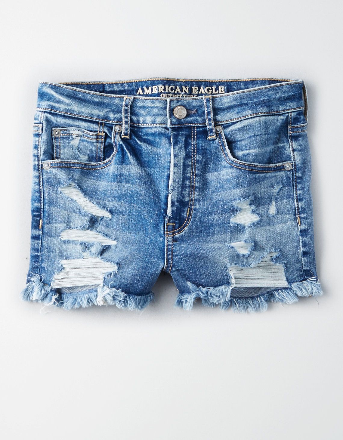 AE Denim X Super High-Waisted Short Short, Blues Spark | American Eagle Outfitters (US & CA)