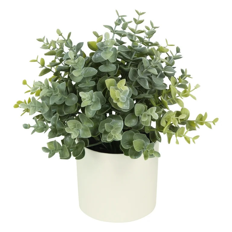 Mainstays 8.5" Artificial Eucalyptus Plant in Cream Pot | Walmart (US)
